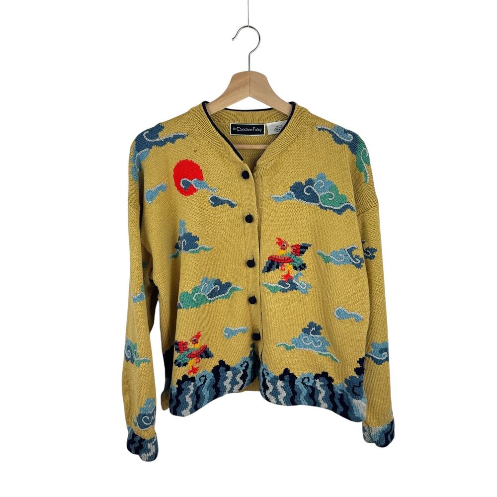 VTG Christine Foley Hand Knit Bird Sweater